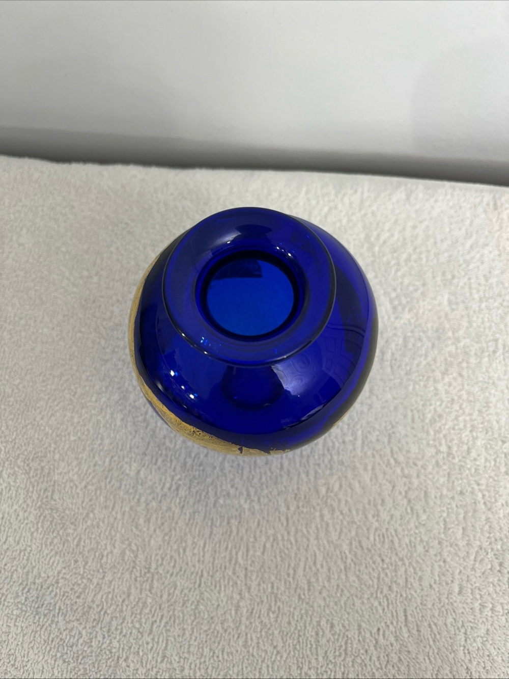 Vitrix Hot Glass Studio Cobalt and Gold Bud Vase NY Art Glass Beautiful Bud Vase - Picture 9 of 14